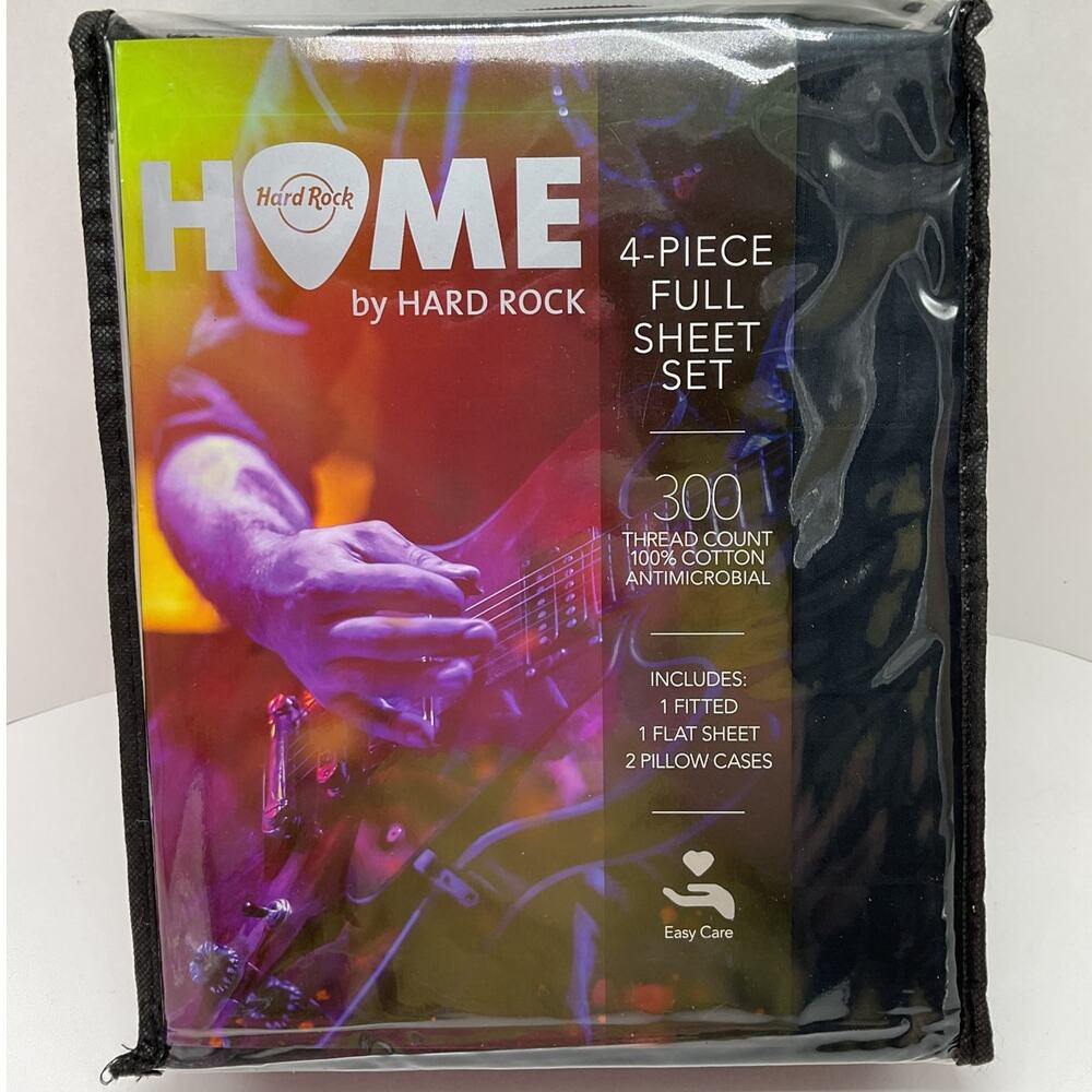 Home by Hard Rock Cafe 4 piece sheet set Full Black 300 ThC NEW